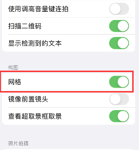 南林乡苹果手机维修网点分享iPhone如何开启九宫格构图功能 